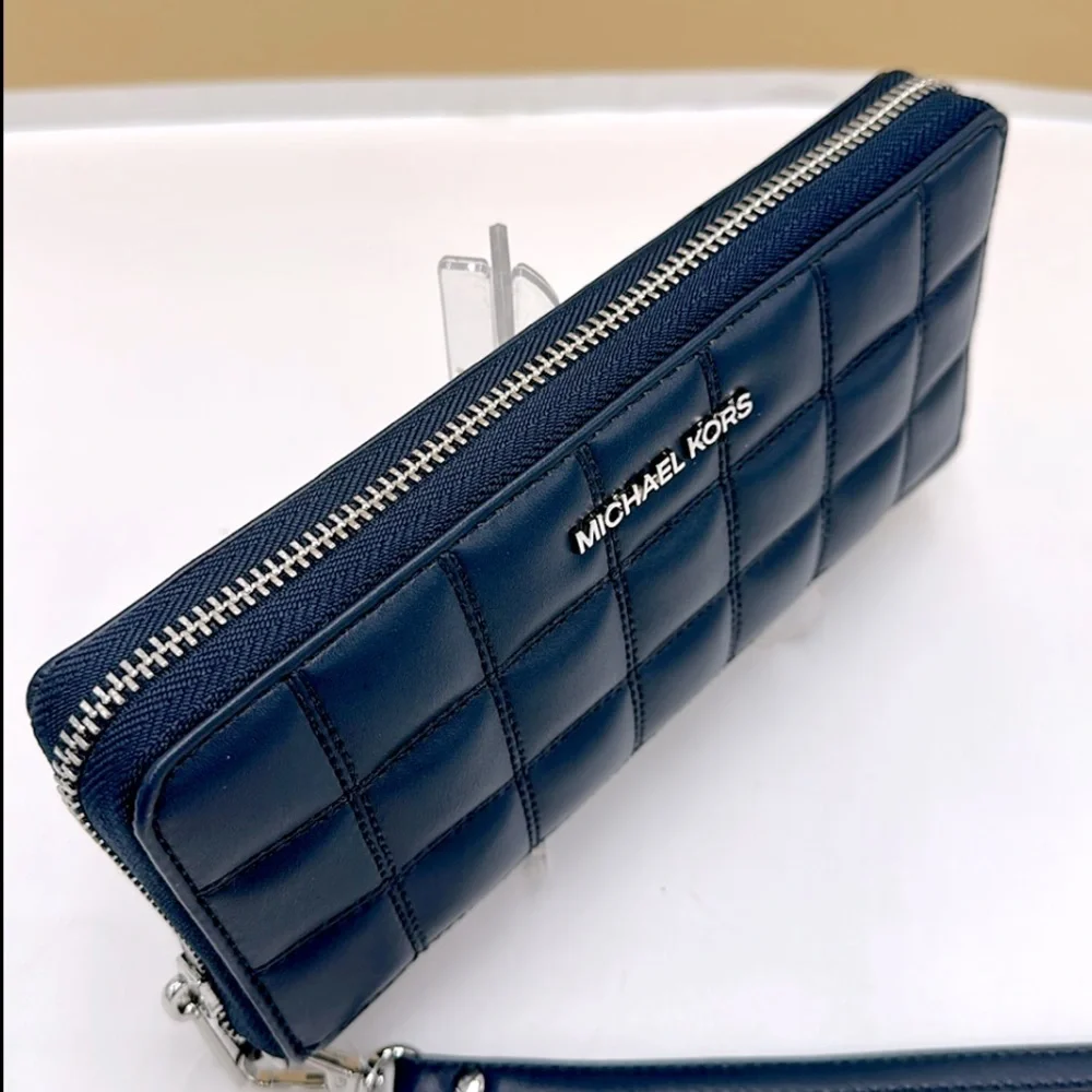 MICHAEL KORS Continental Wristlet Phone Case Wallet Navy  NWT